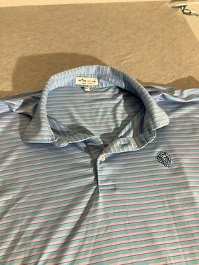 Peter Millar Men's Summer Comfort Striped Polo Shirt - Blue & Pink